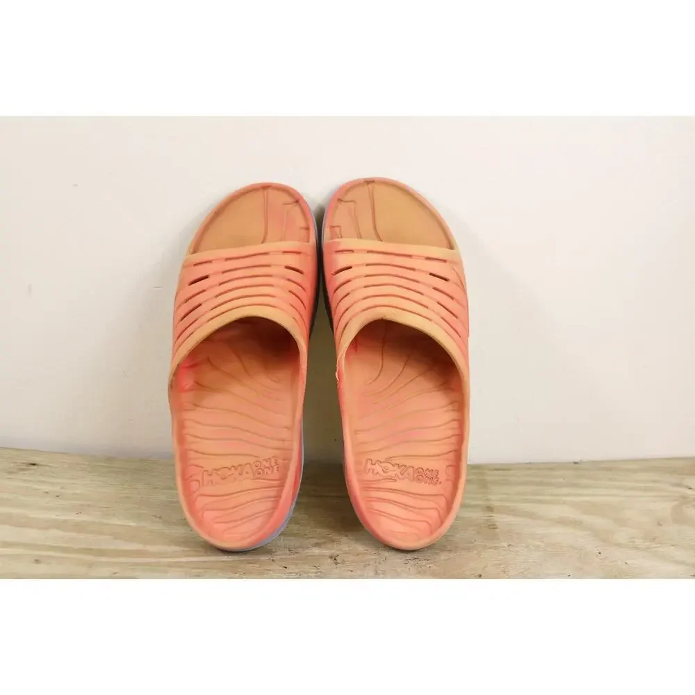 HOKA Ora Recovery Slides Mens 12 Orange Gray Slip On Sandals